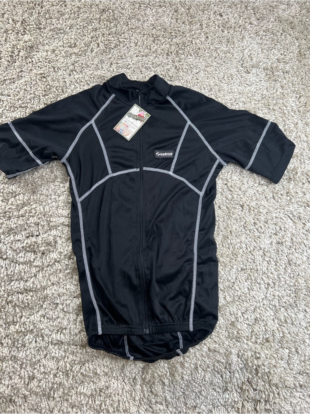 Zimco Black Short-Sleeve Cycling Jacket with Contrast Stitching medium NWT